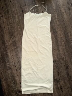 Forever 21 Cream Maxi Slip Dress with Spaghetti Straps